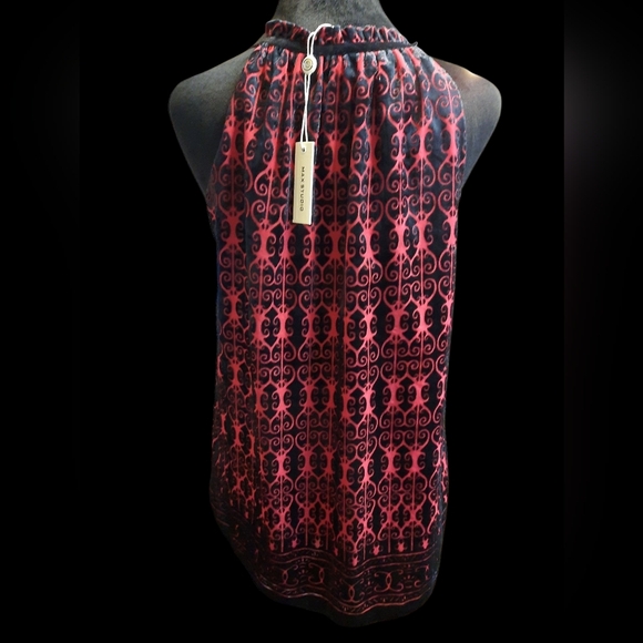 NWT Max STUDIO Red and Black Jacqueart VelvetHalter Top MED - Picture 11 of 13
